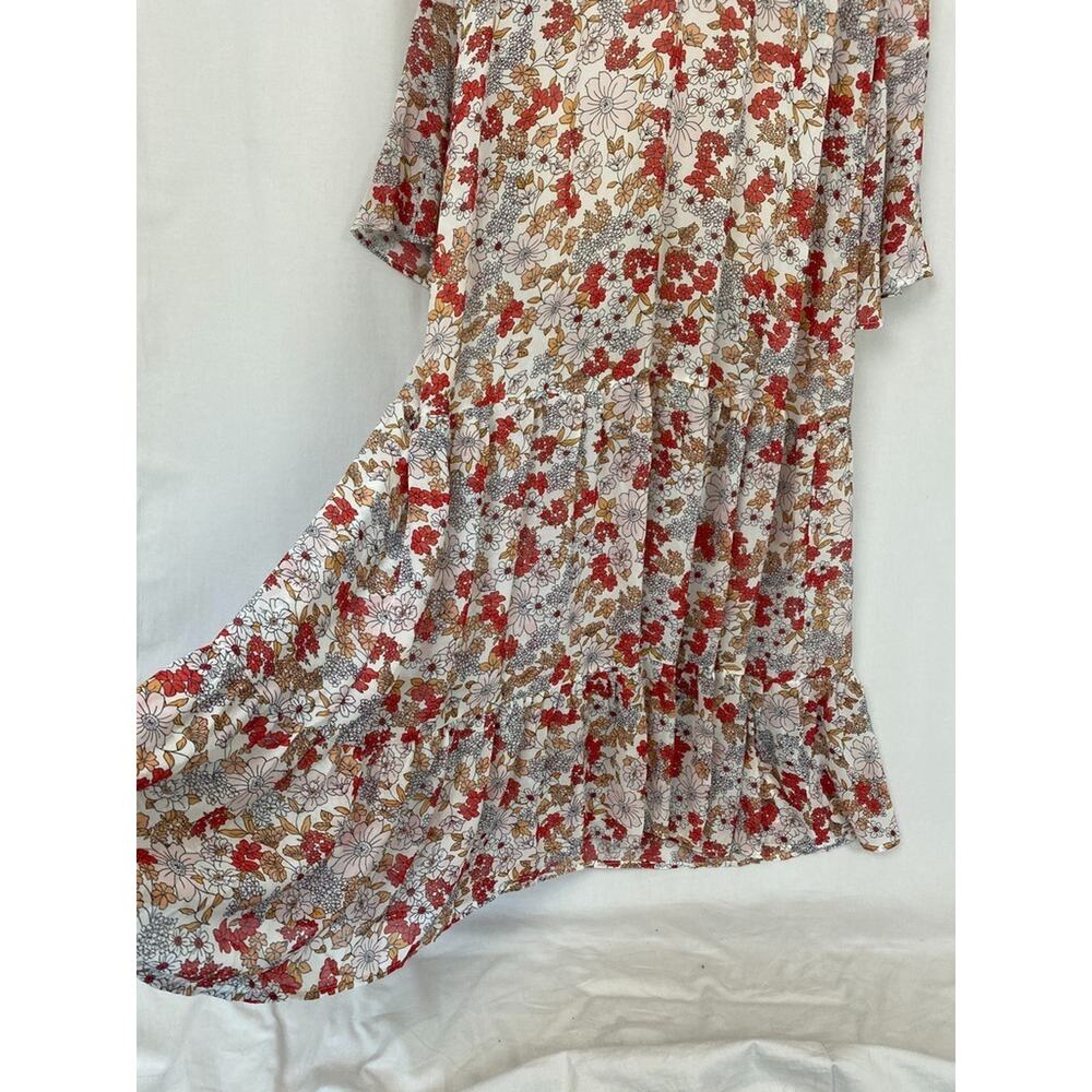 Natural Life Maxi Dress Medium Sheer Retro Floral Tiered Bell Boho Cottagecore - Picture 3 of 12